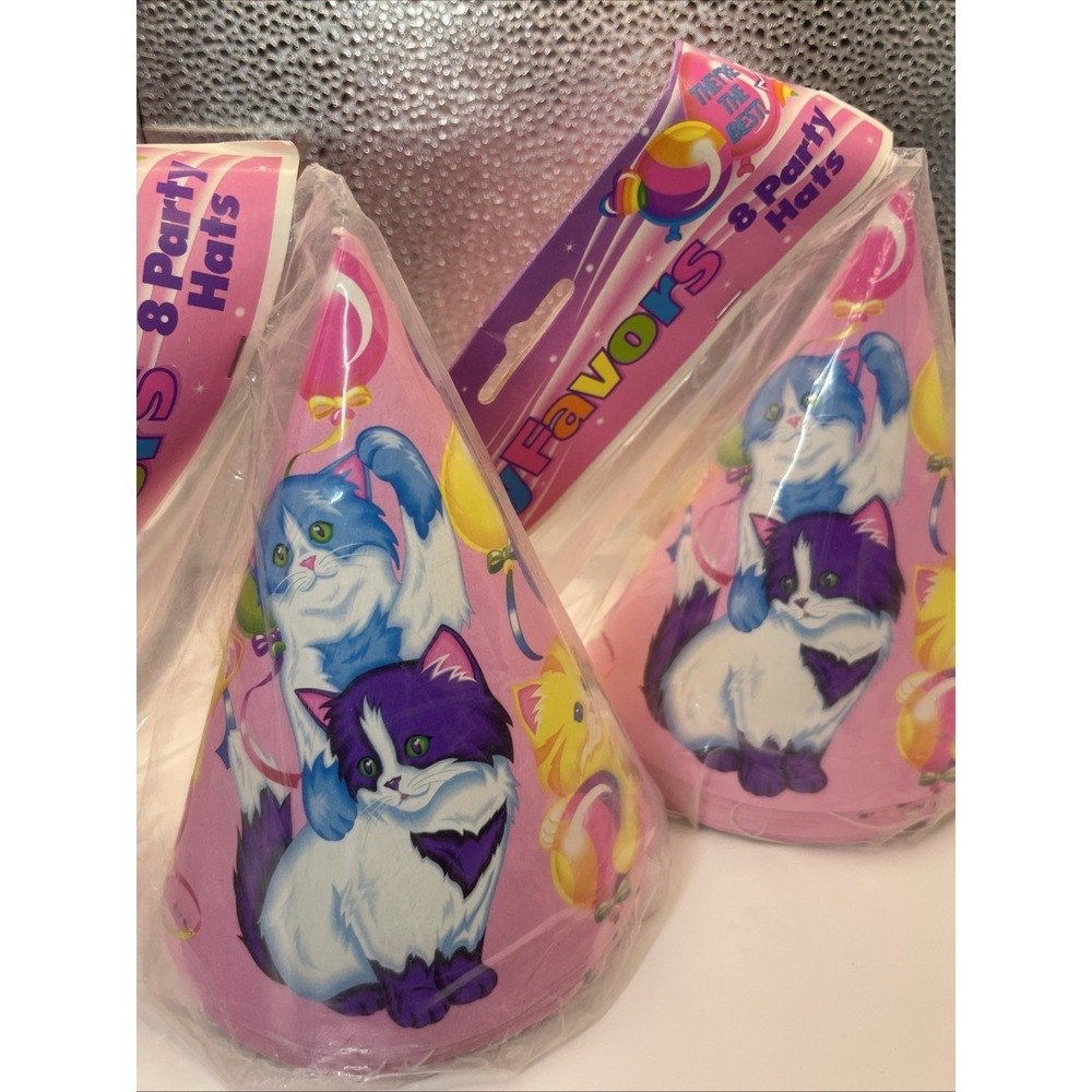 2 Packs Vintage Lisa Frank Kitten Love Balloon Party Hats New 26 In Total